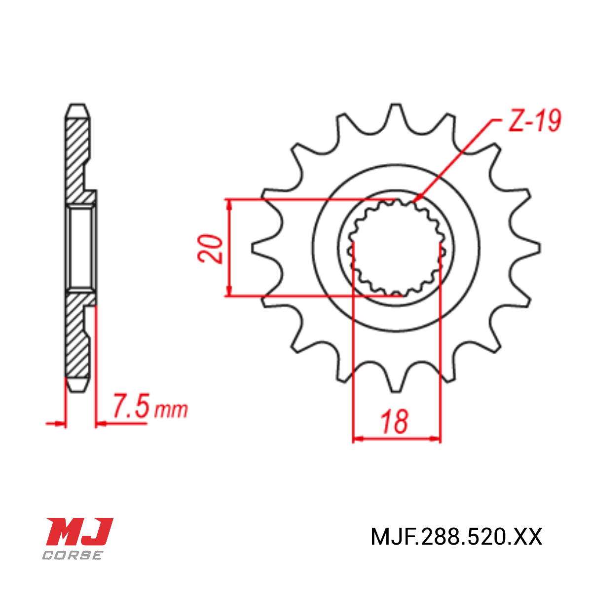 Front Sprocket Zontes Scrambler Mj Corse