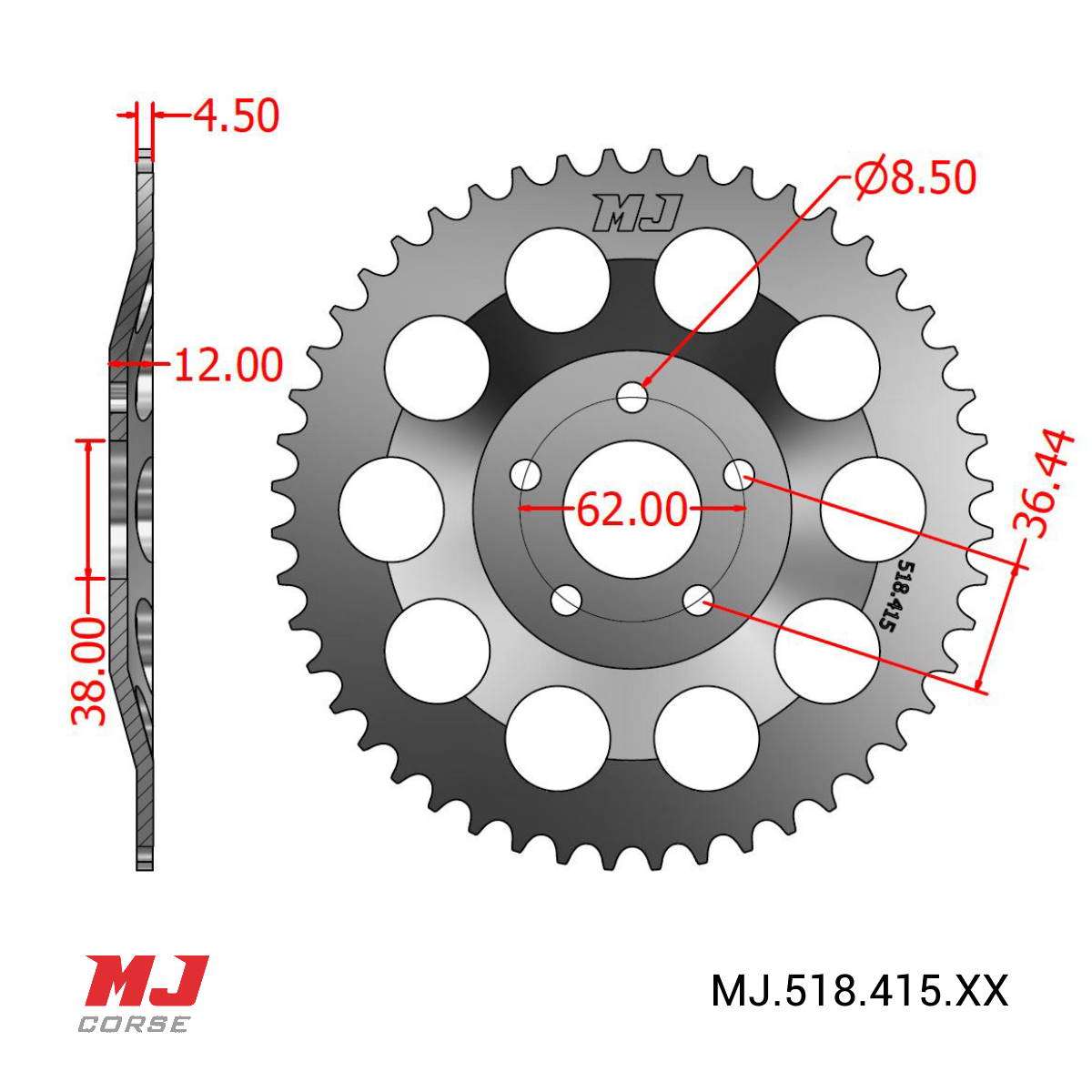 MJ Hintere Kettenräder Für Puch GACELA MJ Corse