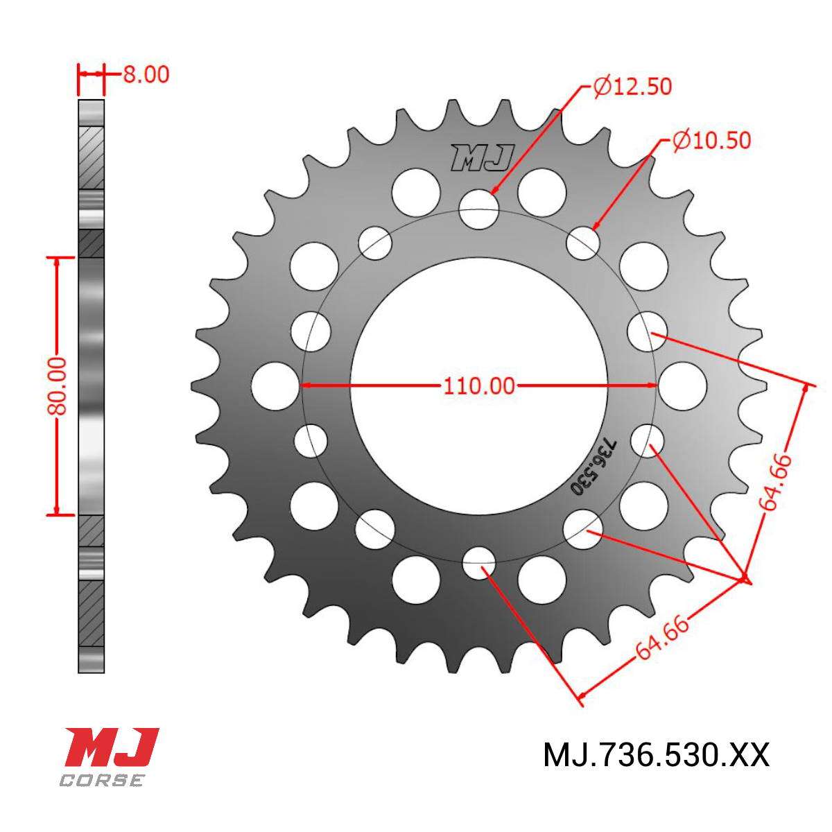 Mj Rear Sprocket For Honda Cbx Mj Corse