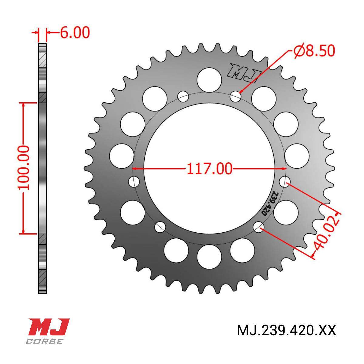 MJ Rear Sprocket For Puch TZX 50 MJ Corse