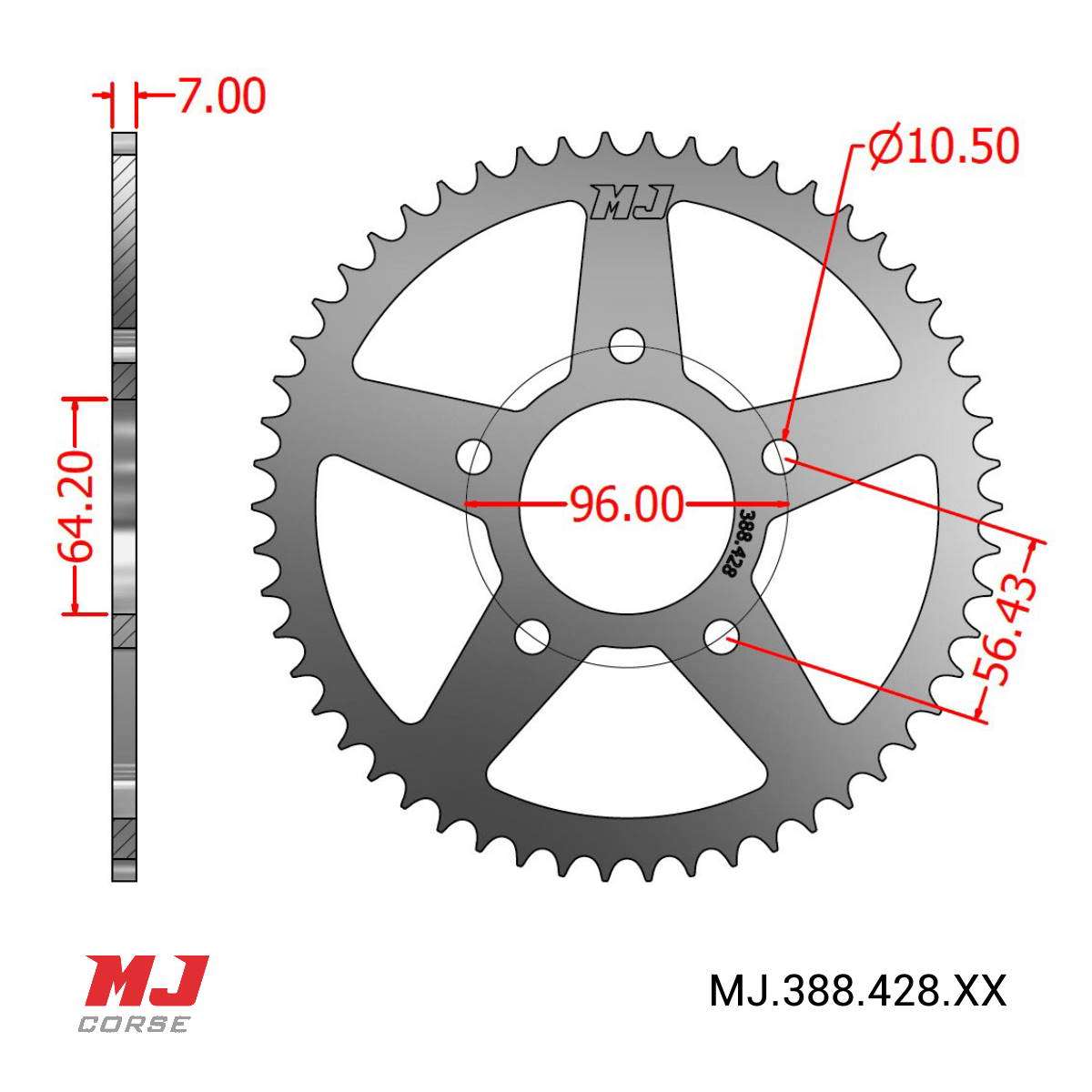 Mj Rear Sprocket For Hanway Furious Model Mj Corse