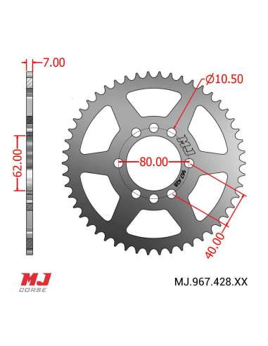 Couronne MJ compatible avec Yamaha DT 125 LC 1984-1988