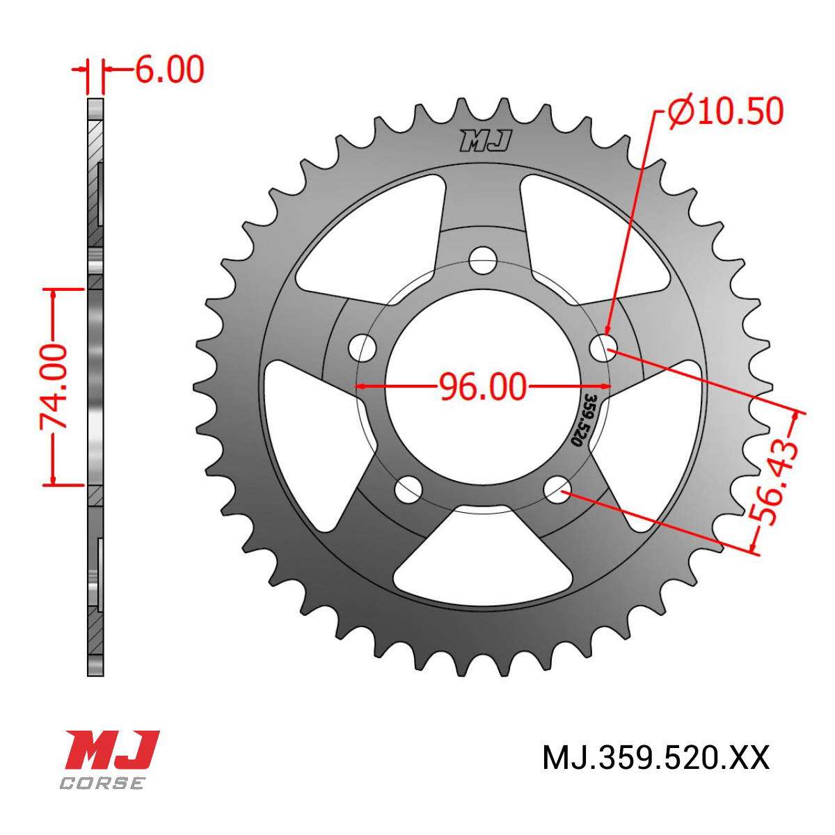 MJ rear sprocket for Honda NSR 250 R MC18 - MJ Corse