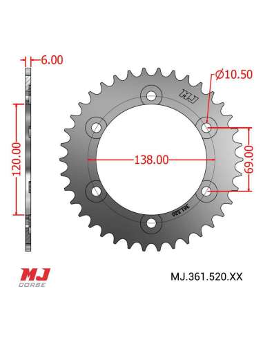 Couronne MJ compatible avec Honda CB 300 F 2015-2018