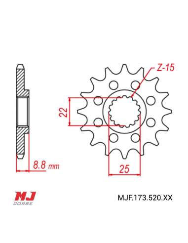 Front sprocket for Beta 125 RR 2T 2018-2020