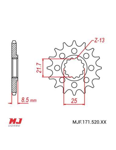 Pignon compatible avec Suzuki GSX-R 1000 2001-2008