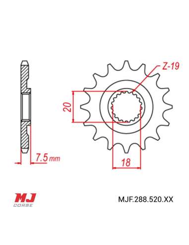 Pignon compatible avec Zontes GK 125