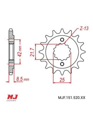 Front sprocket for Kawasaki GPX 400 R (ZX 400 F)