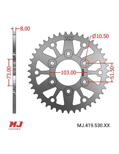 Couronne MJ compatible avec Ducati Multistrada 1200 Enduro 2016-2018