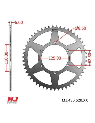 Couronne MJ compatible avec Gilera Dakota 350 ER 1985-1989