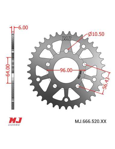 Couronne MJ compatible avec Honda CBF 250 2004-2006