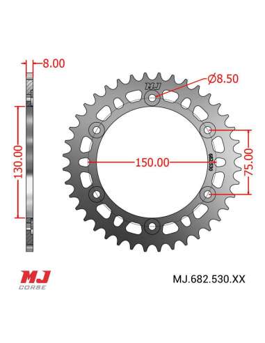 Couronne MJ compatible avec Honda NS 400 R 1985-1988