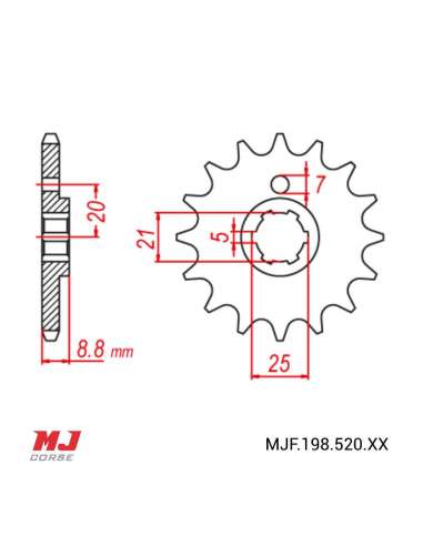 Front sprocket Kawasaki KDX 250 B 1982-1985