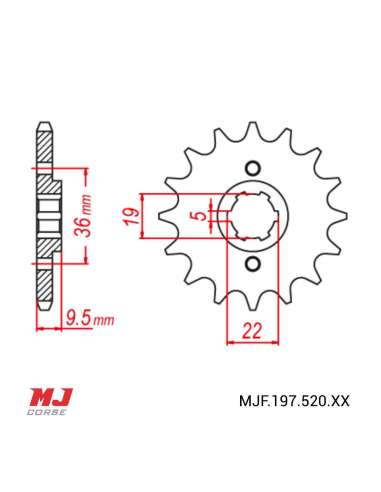 Front sprocket Honda CR 480 R 1982-1983