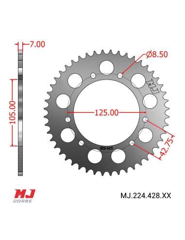 MJ rear sprocket for Rieju RS3 125 Naked 2010-2015