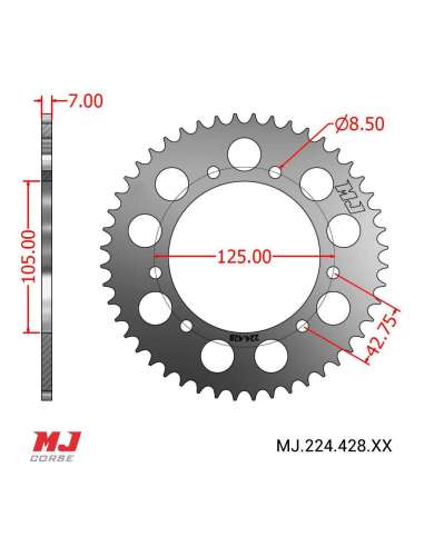 MJ rear sprocket for Derbi Senda 125 SM 2004-2007