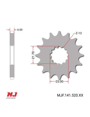 Pignon compatible avec Yamaha YZ 450 F 2007-2023