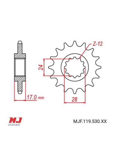 Front sprocket Honda CBR 600 1987-1990