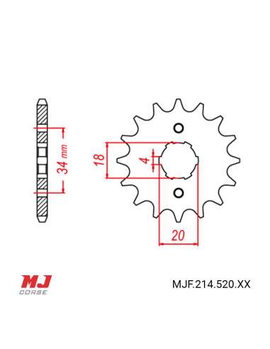 Pignon compatible avec MITT 125 GP (estria 4)