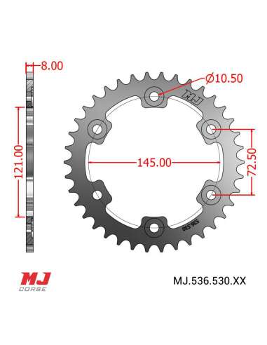 MJ rear sprocket for Royal Enfield Bullet 500 EFI Standard 2017-2020