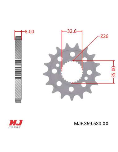 Front sprocket for Royal Enfield Classic 500 EFI Chrom monoplaza 2011-2020