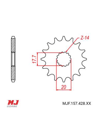 Pignon compatible avec Yamaha DT 125 X 2005-2006