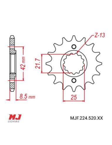 Piñón para Kawasaki EX 250 Ninja 1986-2007