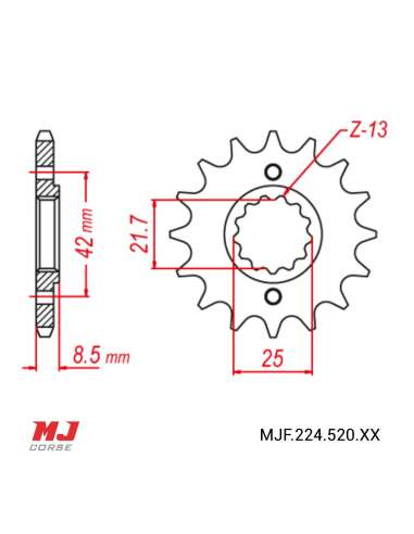 Front sprocket for Kawasaki GPX 250 R (EX 250) 1988-2005
