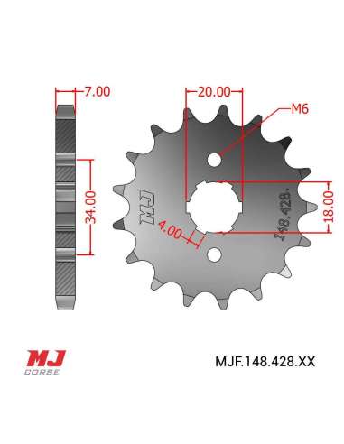 Pignon compatible avec UM Renegade 125 i Scrambler Classique 18-20 (Axe 20mm)