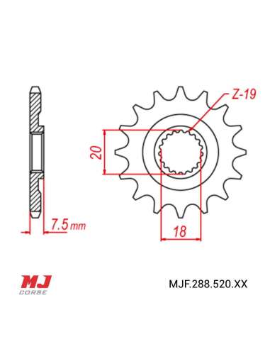 Front sprocket Zontes T2 125