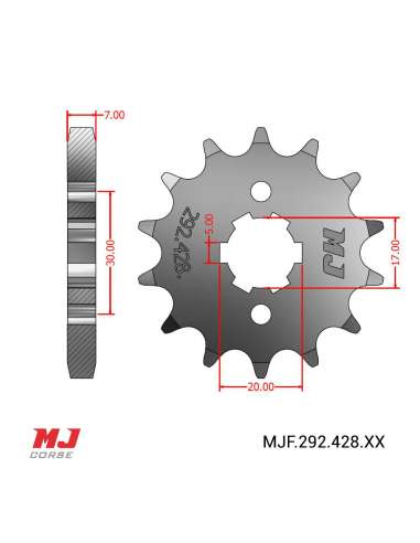 Pignon compatible avec Rieju CENTURY 125 (EJE 20mm)