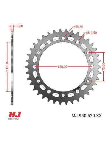 Couronne MJ compatible avec Yamaha XJ 6 Diversion 2009-2015