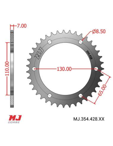 Rear sprocket for LEXMOTO VENOM SE 125