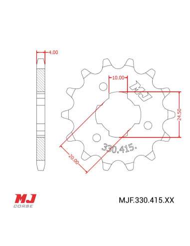 Pignon compatible avec Derbi 125 pas 415