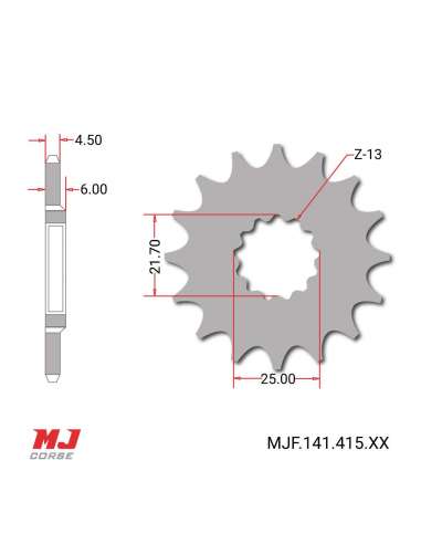 Pignon compatible avec BEON MOTO 3 EVO 450