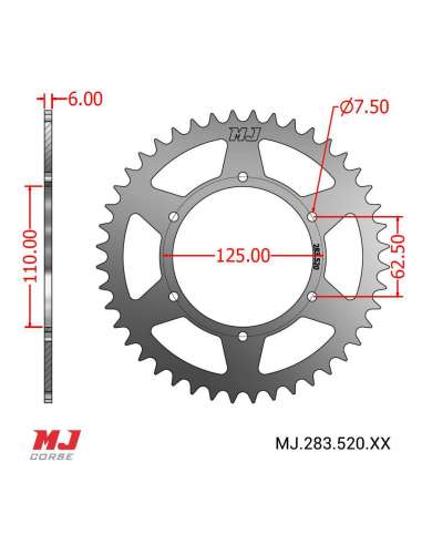 MJ rear sprocket for CAGIVA WMX 125