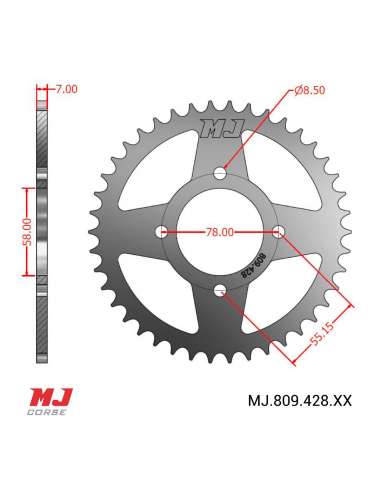 Rear sprocket for Keeway RKS 125 11-16