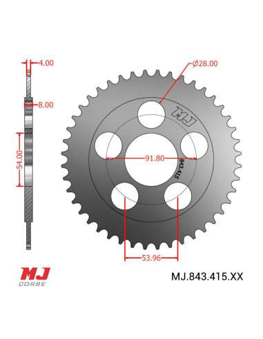 Rear sprocket for MORBIDELLI MBA 125