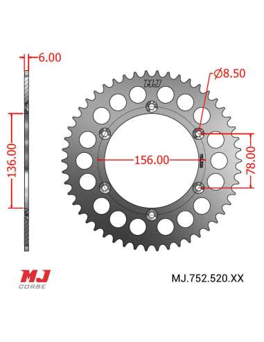 MJ rear sprocket for SHERCO X-Ride 125