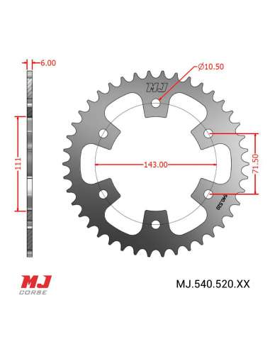 MJ rear sprocket for ROYAL ENFIELD Classic 350