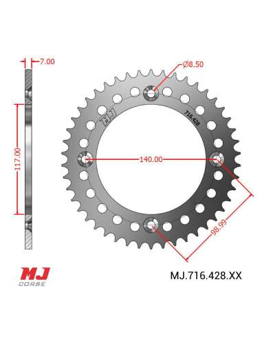 Couronne MJ compatible avec Yamaha YZ 80 84-92