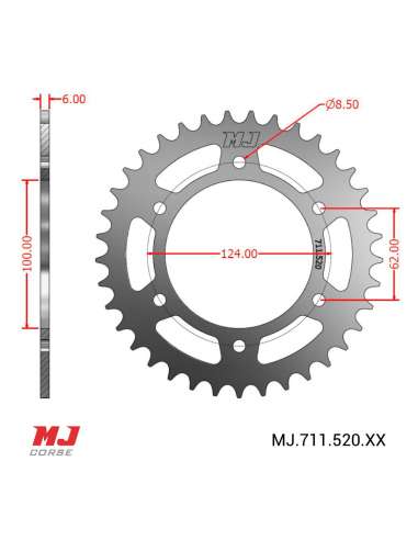 Corona MJ per Kawasaki KXT 250 ATV Tecate 86-87