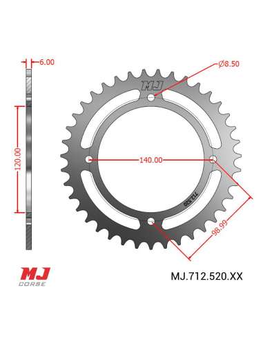 Corona MJ para Kawasaki KXF 250 ATV Tecate 87-88