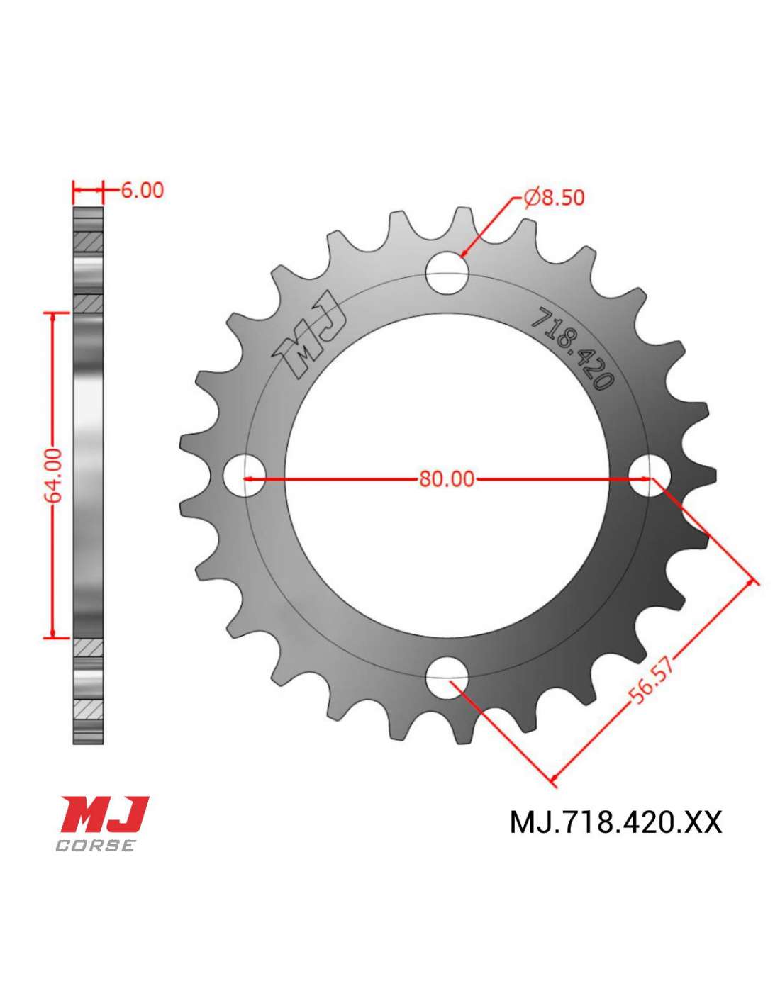 Corona para Yamaha PW 80 - MJ Corse