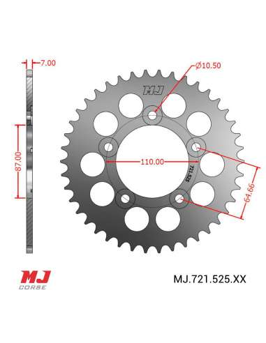 Couronne MJ compatible avec Suzuki Bandit 400 (GSF400) 90-94