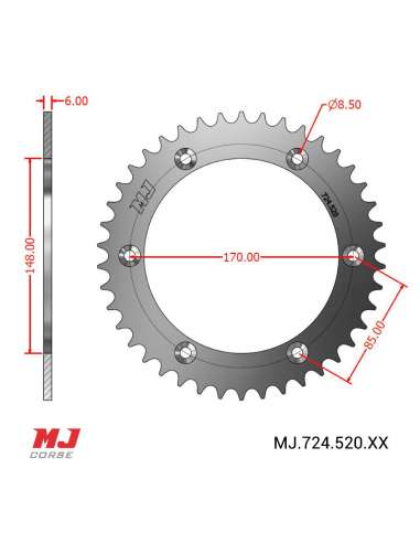 MJ rear sprocket for Suzuki DR 600 85-95