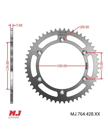 MJ rear sprocket for Kawasaki KDX 125 SR 90-99