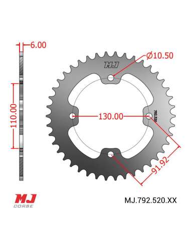 MJ rear sprocket for Masai A 460 Ultimate 2012-2016