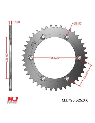 MJ rear sprocket for Suzuki DR 650 96-20