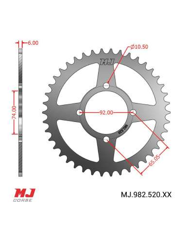 Corona MJ para Yamaha YTM 200 (Tri Moto) 83-85